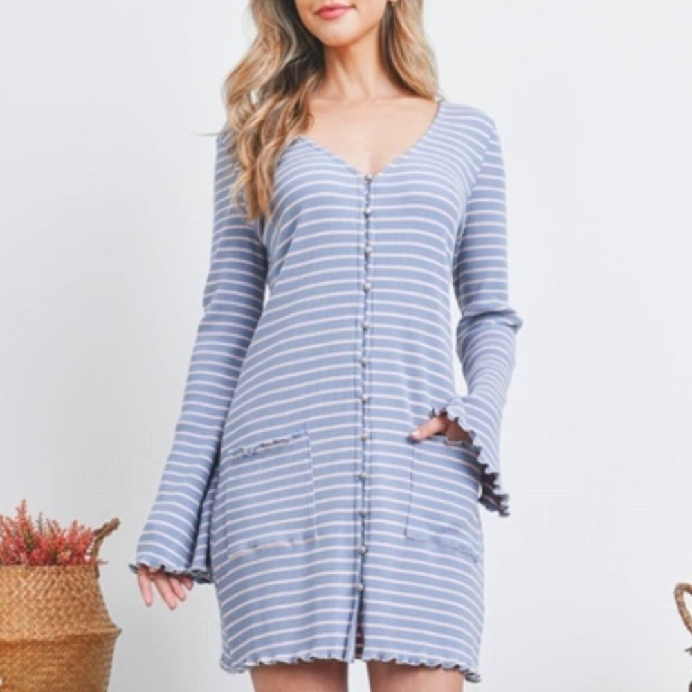 BLUE PINK STRIPES DRESS